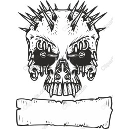 Spiked Skull with Banner for Customization