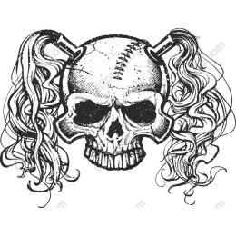 Gritty Skull with Flowing Hair