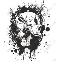 Edgy Skull with Floral Elements