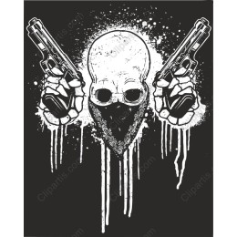 Rebellious Skull with Handguns