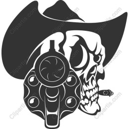 Cowboy Skull with Revolver