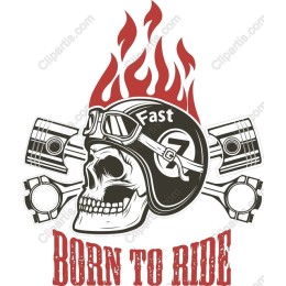 Born to Ride Skull and Piston