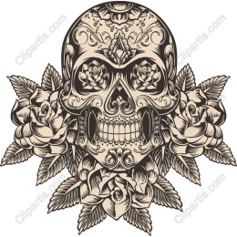 Gothic Skull with Roses