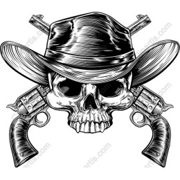 Cowboy Skull with Revolvers