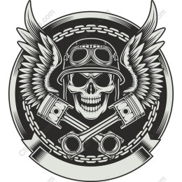 Aviator Skull with Wings