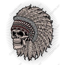 Majestic Skull with Native American Headdress