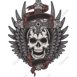 Skull Emblem with Wings