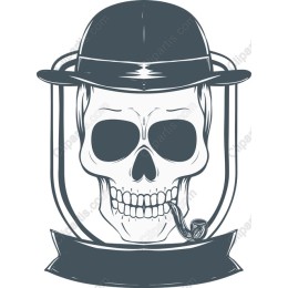Dapper Skull: Bowler Hat & Pipe