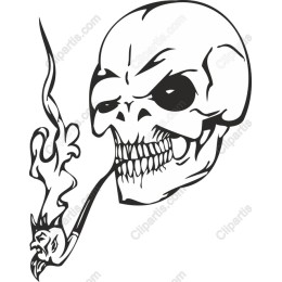 Skull with Smoking Pipe