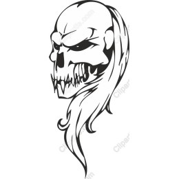 Mystical Skull with Flowing Hair