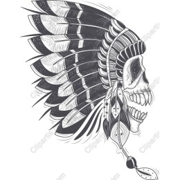 Skull with Native American Headdress