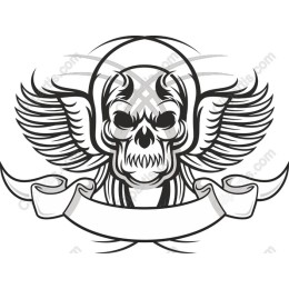 Winged Skull with Banner