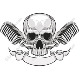 Skull and Vintage Microphone