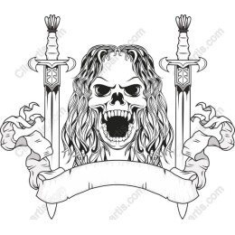 Fierce Skull with Swords