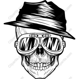 Skull with Hat and Sunglasses