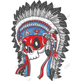 Skull with Native American Headdress