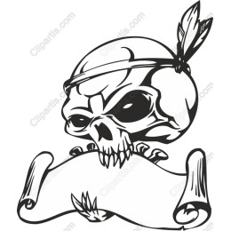 Fierce Pirate Skull with Scroll