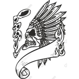 Skull with Native American Headdress