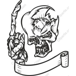 Edgy Skull with Ribbon Banner