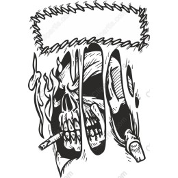 Edgy Skull and Flames