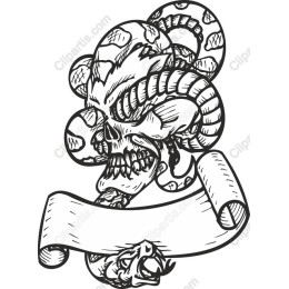 Fierce Gothic Skull and Serpent
