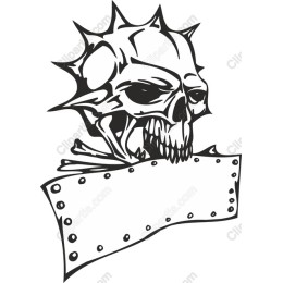 Spiked Skull with Customizable Banner