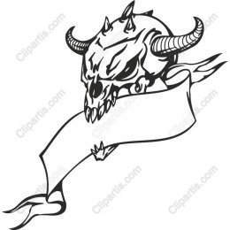 Horned Skull with Banner