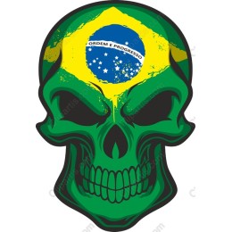 Green Skull with Brazilian Flag