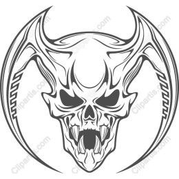 Demonic Skull with Wings