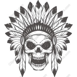Majestic Skull with Native American Headdress