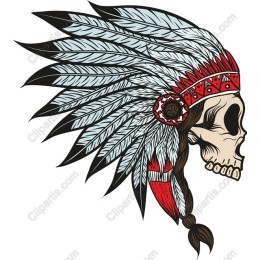 Skull with Native American Headdress