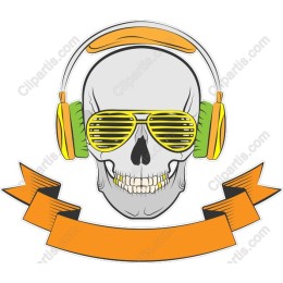 Sleek Skull with Headphones