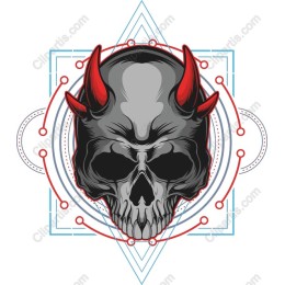 Edgy Skull with Horns