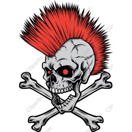 Punk Skull with Red Mohawk