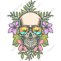 Tropical Skull with Sunglasses