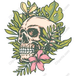 Tropical Skull with Floral Accents