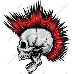 Punk Skull with Red Spikes