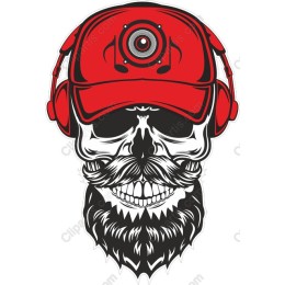 Red-Capped Skull with Headphones