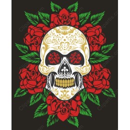 Vibrant Skull and Roses