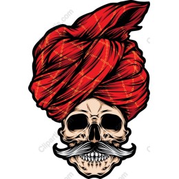 Cultural Skull with Red Turban