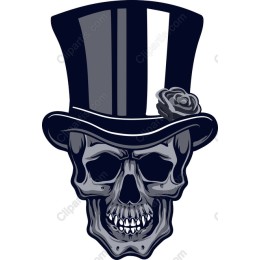 Dapper Skull with Top Hat and Rose