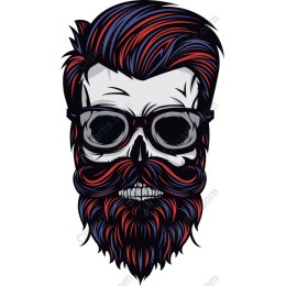 Skull with Beard and Glasses