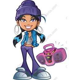 Urban Groove: Stylish Girl with Boombox