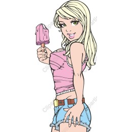 Delightful Summer: Stylish Girl with Ice Cream