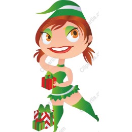 Cheerful Holiday Elf with Gifts