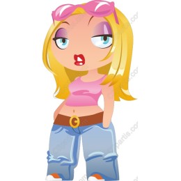 Chic Cartoon Girl in Stylish Attire