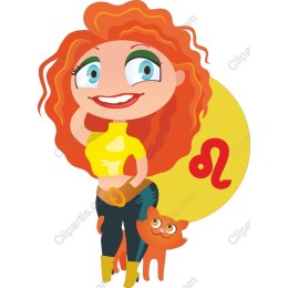 Whimsical Red-Haired Woman and Cat