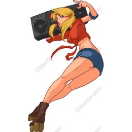 Retro Roller Skater with Boombox