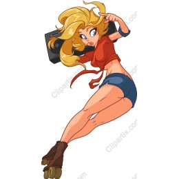 Energetic Roller Skating Girl