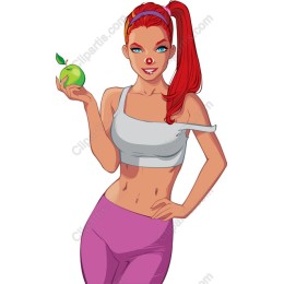Health & Fitness: Energetic Woman with Apple